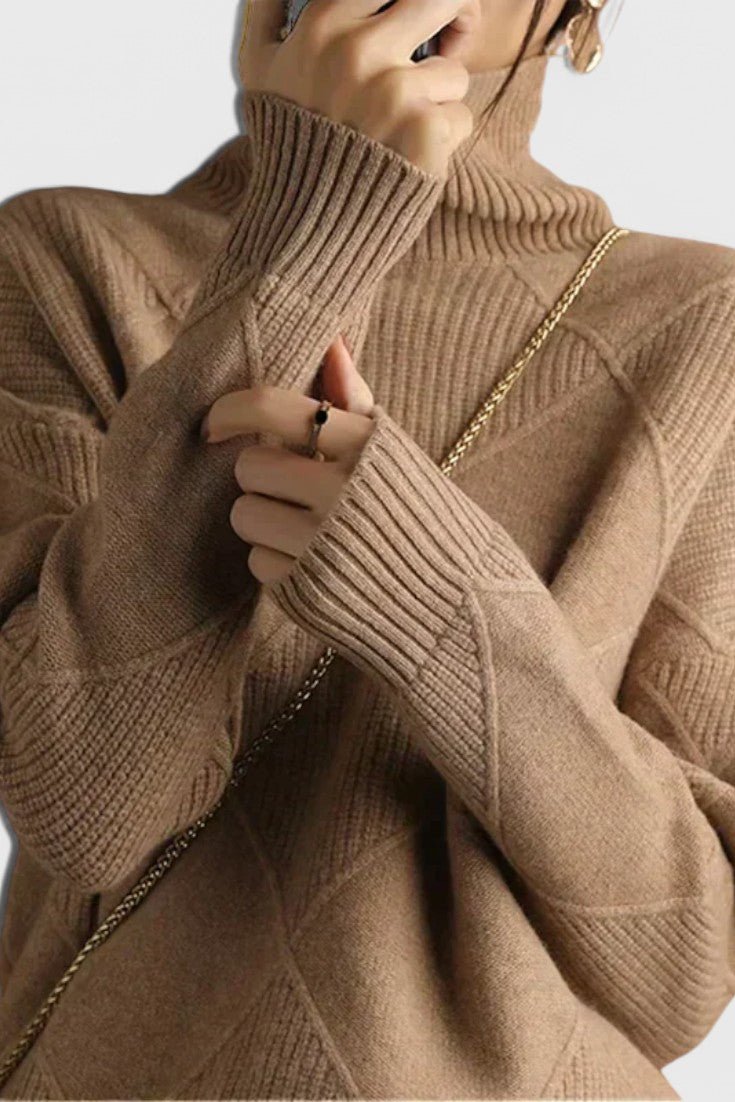 Jasmine Jersey de Cuello Alto de Cachemira