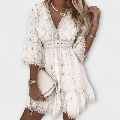 Prisilla – Vestido de Verano Corto Boho Ibiza